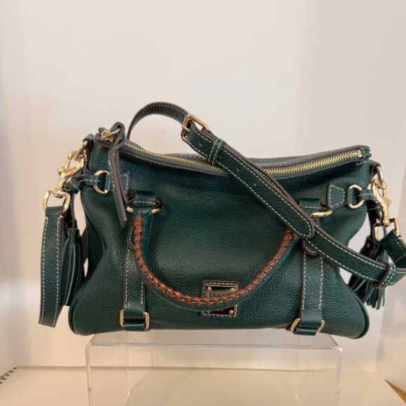 Classic Dooney and Bourke Pebble Leather Satchel Ivy Green - Picture 8 of 12